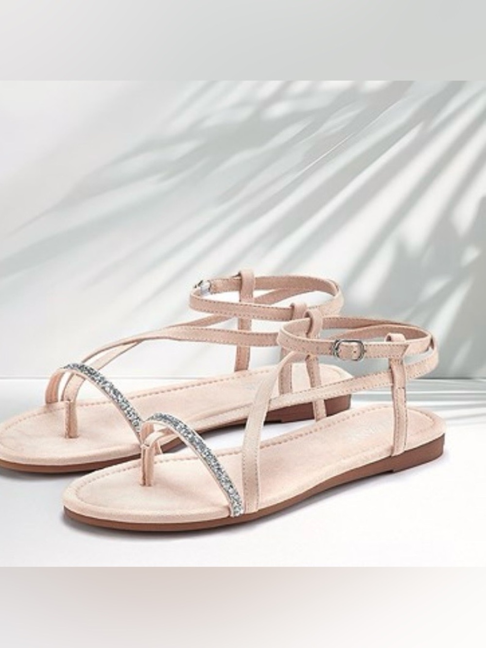 Lascana Strappy Glitter Sandals in Blush Pink Size 8